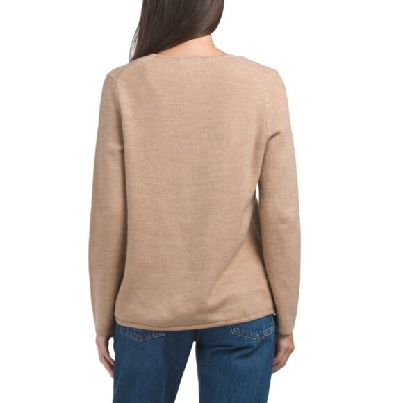 RACHEL ZOE Cappuchino Heather Merino Wool Button Front Cardigan - Picture 2 of 2